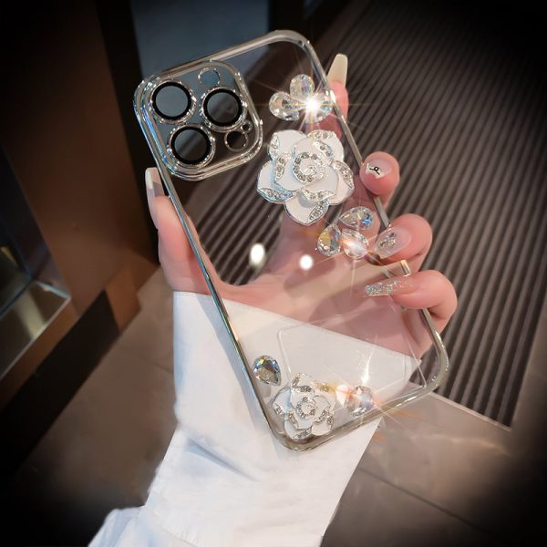 2_3.jpg Luxury Camellia Transparent iPhone case with Lens Film