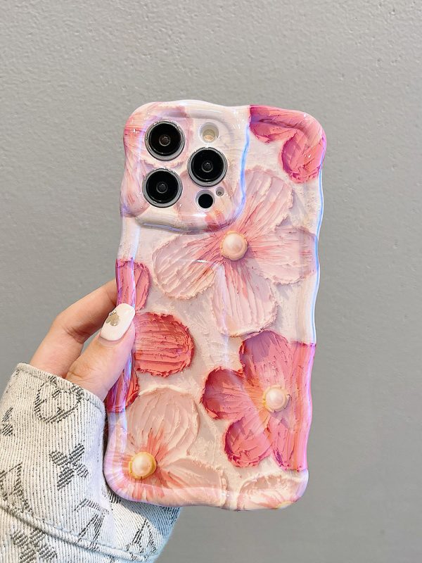 Luxurious Oil Painting Pink Rose Flower iPhone Case