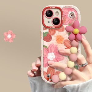 2_65b2ed30-dd5a-4d25-8b45-cd6de8e73df9.jpg Oil Painting Strawberry Flower Bracelet iPhone Case