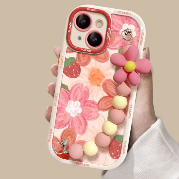 Oil Painting Strawberry Flower Bracelet iPhone Case