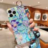 Purple Oil Painting Flower Wristband Holder with Lanyard iPhone Case