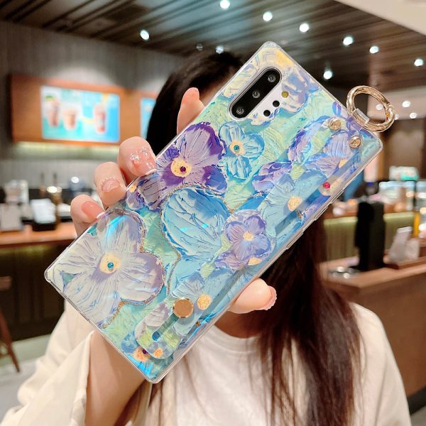 IMG_4963.jpg Purple Oil Painting Flower Wristband Holder With Lanyard Galaxy Phone Case
