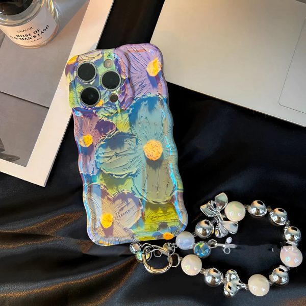 d.jpg Oil Painting Flower Bracelet iPhone Case